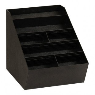 Cal-Mil Classic Black 7-Compartment Plastic Condiment Organizer