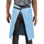 Uncommon Chef 3118 Blue Gray Customizable 100% Cotton Canvas Mod Waist Apron with Black Webbing and 3 Pockets - 24
