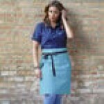 Uncommon Chef 3118 Blue Gray Customizable 100% Cotton Canvas Mod Waist Apron with Black Webbing and 3 Pockets - 24