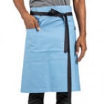 Uncommon Chef 3118 Blue Gray Customizable 100% Cotton Canvas Mod Waist Apron with Black Webbing and 3 Pockets - 24