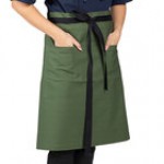 Uncommon Chef 3118 Blue Gray Customizable 100% Cotton Canvas Mod Waist Apron with Black Webbing and 3 Pockets - 24