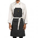 Uncommon Chef 3127 Coral Pink Customizable Poly-Cotton Avalanche Bib Apron with Natural Webbing and 3 Pockets - 34