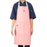 Uncommon Chef 3127 Coral Pink Customizable Poly-Cotton Avalanche Bib Apron with Natural Webbing and 3 Pockets - 34