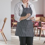 Choice Black and White Chalk Stripe Poly-Cotton Front of House Bib Apron with 3 Pockets - 25 Choice Black and White Chalk Stripe Poly-Cotton Front of House Bib Apron with 3 Pockets - 25
