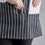 Choice Black and White Chalk Stripe Poly-Cotton Front of House Bib Apron with 3 Pockets - 25 Choice Black and White Chalk Stripe Poly-Cotton Front of House Bib Apron with 3 Pockets - 25