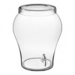 Acopa 5 Gallon Curved Glass Beverage Dispenser with Glass Lid and Wood Base