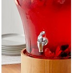 Acopa 5 Gallon Curved Glass Beverage Dispenser with Glass Lid and Wood Base