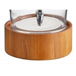 Acopa 5 Gallon Curved Glass Beverage Dispenser with Glass Lid and Wood Base