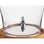 Acopa 5 Gallon Curved Glass Beverage Dispenser with Glass Lid and Wood Base