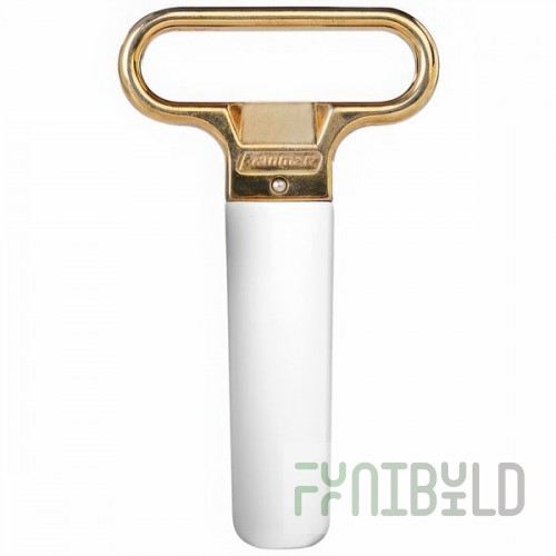 Franmara Ahh Super! Brass-Plated Two-Prong Customizable Cork Extractor with White Sheath 2126-24