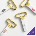 Franmara Ahh Super! Brass-Plated Two-Prong Customizable Cork Extractor with White Sheath 2126-24