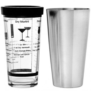 Franmara 2-Piece Boston Cocktail Shaker with Printed Recipe Glass 8150 BXR