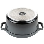 GET Heiss 2.5 Qt. Gray Enamel Coated Cast Aluminum Round Dutch Oven with Lid CA-011-GR/BK/CC GET Heiss 2.5 Qt. Gray Enamel Coated Cast Aluminum Round Dutch Oven with Lid CA-011-GR/BK/CC