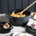 GET Heiss 2.5 Qt. Gray Enamel Coated Cast Aluminum Round Dutch Oven with Lid CA-011-GR/BK/CC GET Heiss 2.5 Qt. Gray Enamel Coated Cast Aluminum Round Dutch Oven with Lid CA-011-GR/BK/CC