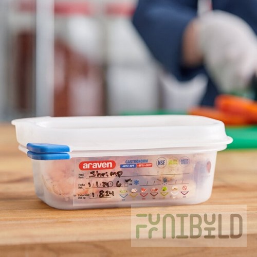 Araven 03020 1/9 Size Translucent Polypropylene Food Pan with Airtight Lid - 2 1/2