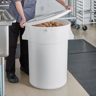 Baker's Lane 44 Gallon / 700 Cup White Round Ingredient Storage Bin with White Snap-On Lid