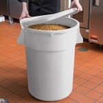 Baker's Lane 44 Gallon / 700 Cup White Round Ingredient Storage Bin with White Snap-On Lid