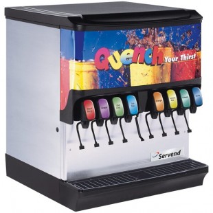 Servend 2706261 SV-200 8 Valve Sanitary Lever Countertop Ice/Beverage Dispenser with 200 lb. Ice Storage and Internal Carbonator