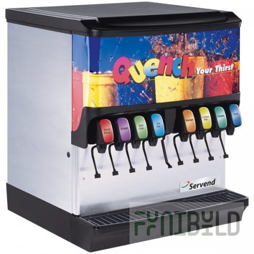 Servend 2706261 SV-200 8 Valve Sanitary Lever Countertop Ice/Beverage Dispenser with 200 lb. Ice Storage and Internal Carbonator