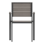 Flash Furniture Finch Gray Faux Teak Slat Stackable Arm Chair