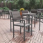 Flash Furniture Finch Gray Faux Teak Slat Stackable Arm Chair