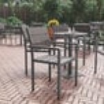 Flash Furniture Finch Gray Faux Teak Slat Stackable Arm Chair