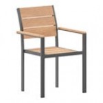Flash Furniture Finch Gray Faux Teak Slat Stackable Arm Chair