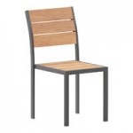 Flash Furniture Finch Gray Faux Teak Slat Stackable Arm Chair