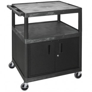 Luxor HE40C-B Black Coffee Cart with Cabinet - 32