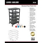 Luxor BC50-B Black 5 Flat Shelf Structural Foam Plastic Utility Cart - 18