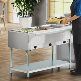 Advance Tabco HF-3G Liquid Propane Three Pan Powered Hot Food Table - Open Well