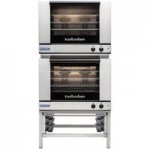 Moffat E23M3/2 Turbofan Double Deck Half Size Electric Convection Oven with Mechanical Controls and Stainless Steel Stand - 208V, 1 Phase, 5.4 kW Moffat E23M3/2 Turbofan Double Deck Half Size Electric Convection Oven with Mechanical Controls and Stainless Steel Stand - 208V, 1 Phase, 5.4 kW