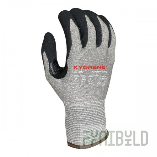Armor Guys Kyorene 00-300-L Gray 13 Gauge A3 Graphene Gloves with Black HCT Microfoam Nitrile Palm Coating - Large