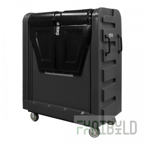 Royal Basket Trucks 48 Cu. Ft. Black Security Poly Truck with Steel Base and 2 Rigid / 2 Swivel Casters R48-BKX-BSC-6UNN