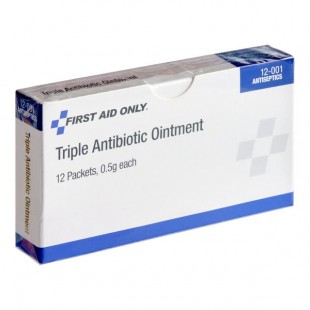 First Aid Only 12-001-091 0.5 Gram Triple Antibiotic Ointment Packet - 720/Case First Aid Only 12-001-091 0.5 Gram Triple Antibiotic Ointment Packet - 720/Case