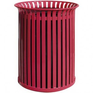 Wausau Tile MF3200 30 Gallon Flat Steel Round Trash Can with Aluminum Funnel Lid