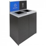 Busch Systems Sessanta 208425 69 Gallon Three Stream Decorative Recyclables / Organics / Waste Receptacle