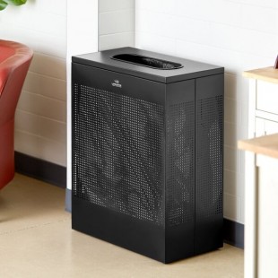 Lancaster Table & Seating 22.5 Gallon Black Perforated Powder-Coated Metal Rectangular Decorative Trash Can Lancaster Table & Seating 22.5 Gallon Black Perforated Powder-Coated Metal Rectangular Decorative Trash Can