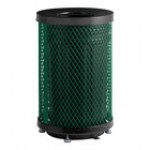 Lancaster Table & Seating 36 Gallon Heavy-Duty Round Black Expanded Steel Outdoor Trash Can with Flat Lid