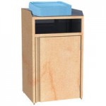 Lakeside 4412HRM Stainless Steel Rectangular Refuse / Recycling Station with Front Access and Hard Rock Maple Laminate Finish - 26 1/2 Lakeside 4412HRM Stainless Steel Rectangular Refuse / Recycling Station with Front Access and Hard Rock Maple Laminate Finish - 26 1/2
