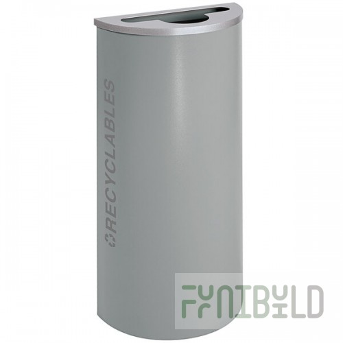 Ex-Cell Kaiser RC-KDHR-R BT-HMG Black Tie Kaleidoscope Hammered Gray Half Round 8 Gallon Recyclables Receptacle
