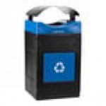 Commercial Zone Avante 55 Gallon Blue Polyethylene Square Indoor / Outdoor Modular Single-Stream Recycling Bin with Canopy Top Commercial Zone Avante 55 Gallon Blue Polyethylene Square Indoor / Outdoor Modular Single-Stream Recycling Bin with Canopy Top