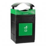 Commercial Zone Avante 55 Gallon Blue Polyethylene Square Indoor / Outdoor Modular Single-Stream Recycling Bin with Canopy Top Commercial Zone Avante 55 Gallon Blue Polyethylene Square Indoor / Outdoor Modular Single-Stream Recycling Bin with Canopy Top