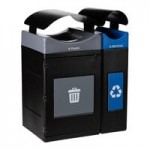 Commercial Zone Avante 55 Gallon Blue Polyethylene Square Indoor / Outdoor Modular Single-Stream Recycling Bin with Canopy Top Commercial Zone Avante 55 Gallon Blue Polyethylene Square Indoor / Outdoor Modular Single-Stream Recycling Bin with Canopy Top