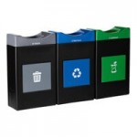 Commercial Zone Avante 55 Gallon Blue Polyethylene Square Indoor / Outdoor Modular Single-Stream Recycling Bin with Canopy Top Commercial Zone Avante 55 Gallon Blue Polyethylene Square Indoor / Outdoor Modular Single-Stream Recycling Bin with Canopy Top