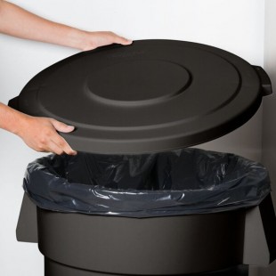 Carlisle 84104503 Bronco 44 Gallon Black Flat Round Trash Can Lid