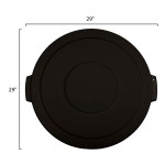 Carlisle 84104503 Bronco 44 Gallon Black Flat Round Trash Can Lid