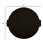 Carlisle 84104503 Bronco 44 Gallon Black Flat Round Trash Can Lid