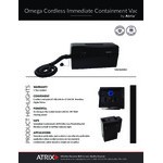 Atrix VACO22VDC Omega 1 Gallon Immediate Containment Cordless Vacuum with ULPA Filtration and Tool Kit - 22V, 190W