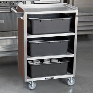 Lakeside 815W 4 Shelf Medium Duty Stainless Steel Utility Cart with Enclosed Base and Walnut Finish - 16 7/8 Lakeside 815W 4 Shelf Medium Duty Stainless Steel Utility Cart with Enclosed Base and Walnut Finish - 16 7/8